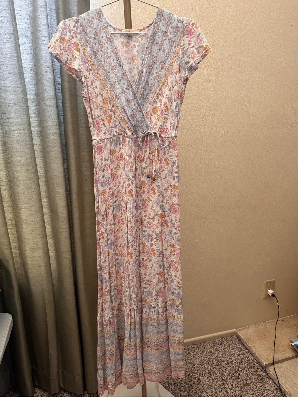 BeBop Pastel Floral Tie-Waist Maxi Dress - Pink, Blue, Yellow